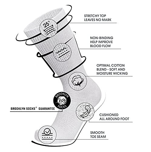 Big and Tall - 6 Paar Diabetische Baumwoll-Neuropathie-Crew-Socken, King-Size Herren Athletic Crew Socken (13-16, Weiß)
