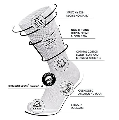 Big and Tall - 6 Paar Diabetische Baumwoll-Neuropathie-Crew-Socken, King-Size Herren Athletic Crew Socken (13-16, Weiß)