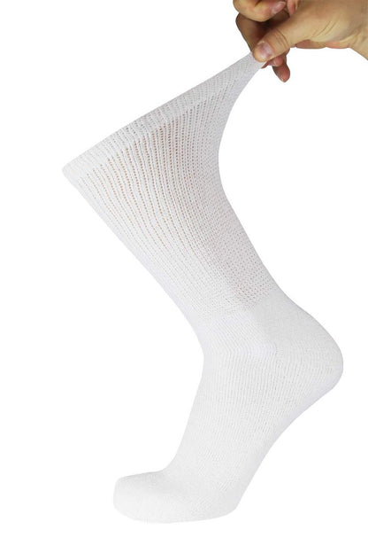 Big and Tall - 6 Paar Diabetische Baumwoll-Neuropathie-Crew-Socken, King-Size Herren Athletic Crew Socken (13-16, Weiß)