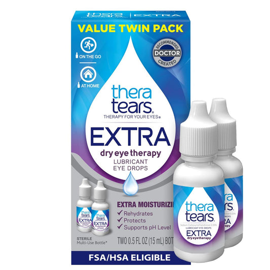TheraTears Extra Trockene Augen Therapie Augentropfen für trockene Augen, 0,5 Fl Oz Flasche, 2er-Pack (1 Packung)