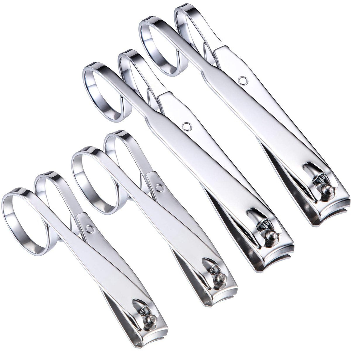 Mudder 4er Set EZ Grip Nagelknipser – Scharfe Edelstahl Nagel- und Zehennagelknipser mit langem Griff, Reise-Nagelset für Damen und Herren (Griffiges Design)