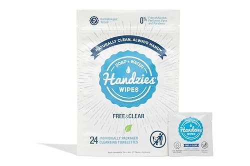 Handzies Natürliche Seifen- und Wasser-Handtücher, hypoallergen, frei und klar, einzeln verpackt (24er-Pack)