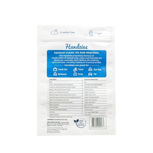 Handzies Natürliche Seifen- und Wasser-Handtücher, hypoallergen, frei und klar, einzeln verpackt (24er-Pack)
