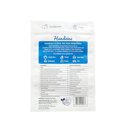 Handzies Natürliche Seifen- und Wasser-Handtücher, hypoallergen, frei und klar, einzeln verpackt (24er-Pack)