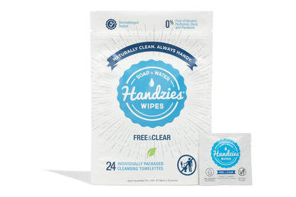 Handzies Natürliche Seifen- und Wasser-Handtücher, hypoallergen, frei und klar, einzeln verpackt (24er-Pack)