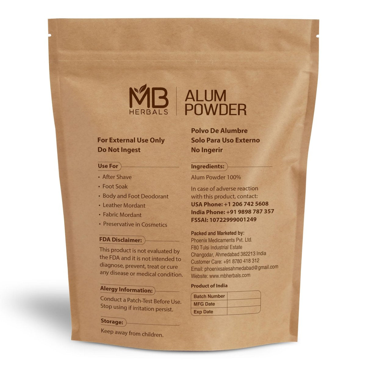 MB Herbals Alaunpulver 227 g | Deodorant | Aftershave | Beizmittel für Leder, Stoff und Papier | Nur zur äußerlichen Anwendung