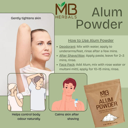 MB Herbals Alaunpulver 227 g | Deodorant | Aftershave | Beizmittel für Leder, Stoff und Papier | Nur zur äußerlichen Anwendung