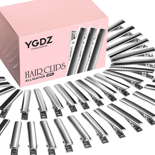 YGDZ Alligator Haarklammern, 150 Stück 1,77 Zoll Metall Haarklammern, Einzelzacken Silber Alligator Clips für Haarschleifen Basteln (4,5 cm)