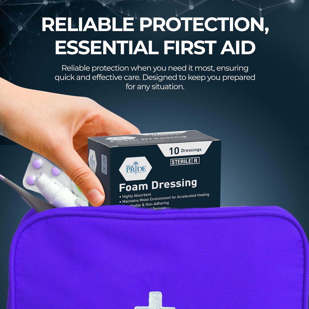 MED PRICE Sterile Schaumstoff-Wundauflagen, weich absorbierend, nicht klebend, wasserdicht, für Geschwüre und Verletzungen, 5x5 cm (Packung mit 10)