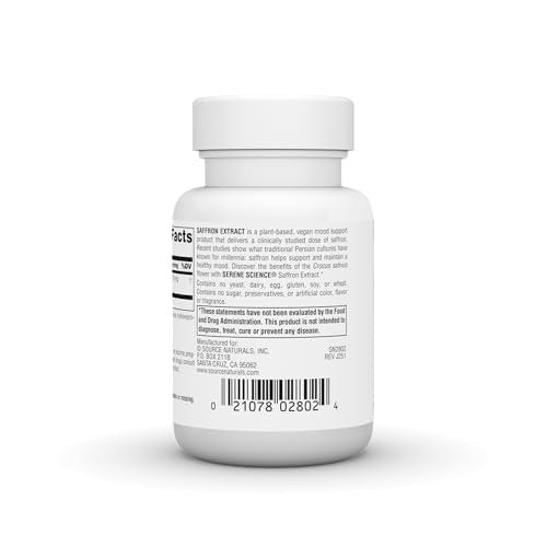 Source Naturals Serene Science Safranextrakt – 15 mg, 60 Tabletten zur Stimmungsunterstützung