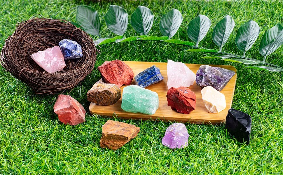 UU UNIHOM 3 kg Bulk Grobe Rohsteine Madagaskar Steine Mischung 1" natürliche Rohkristalle zum Tumbeln, Schleifen, Brunnensteine, Dekoration, Polieren, Drahtwickeln, Wicca Reiki Kristallheilung