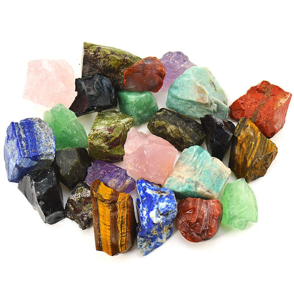 UU UNIHOM 3 kg Bulk Grobe Rohsteine Madagaskar Steine Mischung 1" natürliche Rohkristalle zum Tumbeln, Schleifen, Brunnensteine, Dekoration, Polieren, Drahtwickeln, Wicca Reiki Kristallheilung