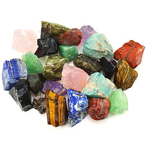 UU UNIHOM 3 kg Bulk Grobe Rohsteine Madagaskar Steine Mischung 1" natürliche Rohkristalle zum Tumbeln, Schleifen, Brunnensteine, Dekoration, Polieren, Drahtwickeln, Wicca Reiki Kristallheilung
