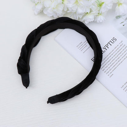 Beaupretty Flock-Gepolstertes Stirnband im Vintage Alice-Stil - Geflochtener Haarreif mit Knoten für Damen (Schwarz)