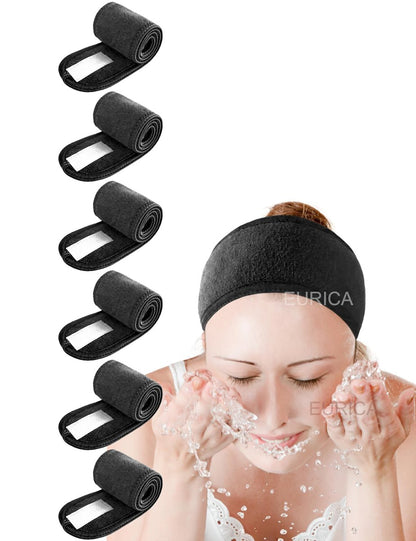 EUICAE Haarband-Set (6 Stück) – Weiß, rutschfest, dehnbar, waschbar, für Gesichtsreinigung, Beauty-Behandlungen & Sport – 100% Baumwolle