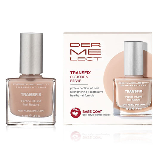 Dermelect Transfix Nail Restore Base Coat – Stärkender und nährender Unterlack für schwache, brüchige und splitternde Nägel mit Protein-Peptiden, 0,4 oz