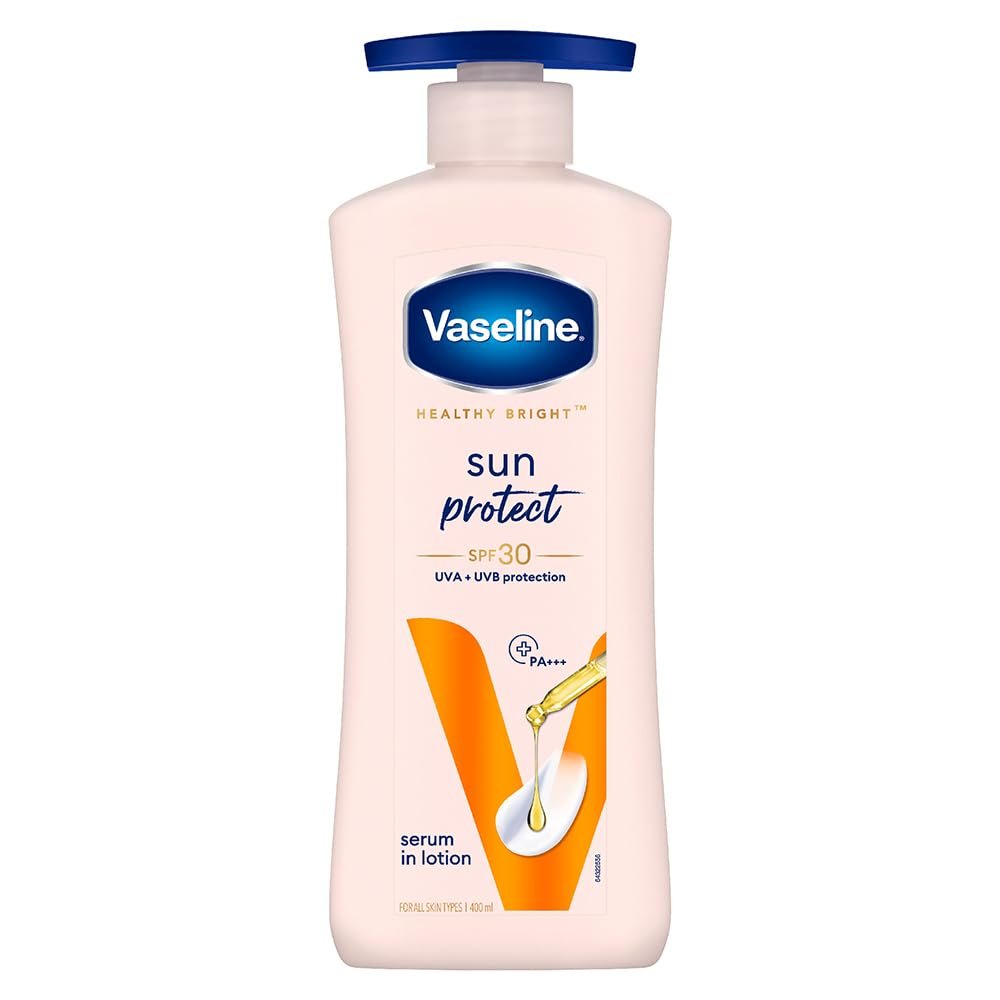 Vaseline Sonnenschutz Bodylotion SPF 30, tägliche Feuchtigkeitspflege für alle Hauttypen, nicht fettende Textur – 400 ml