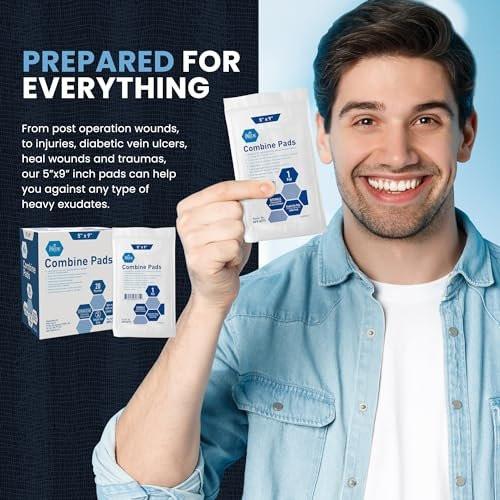 MED PRIDE ABD-Pads 5 x 9 Zoll, 20 Stück sterile Bauchkompressen, hochsaugfähige Wundauflagen, einzeln verpackt, latexfrei, Einmalgebrauch