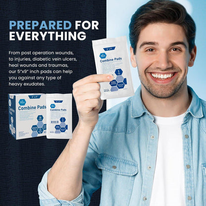 MED PRIDE ABD-Pads 5 x 9 Zoll, 20 Stück sterile Bauchkompressen, hochsaugfähige Wundauflagen, einzeln verpackt, latexfrei, Einmalgebrauch