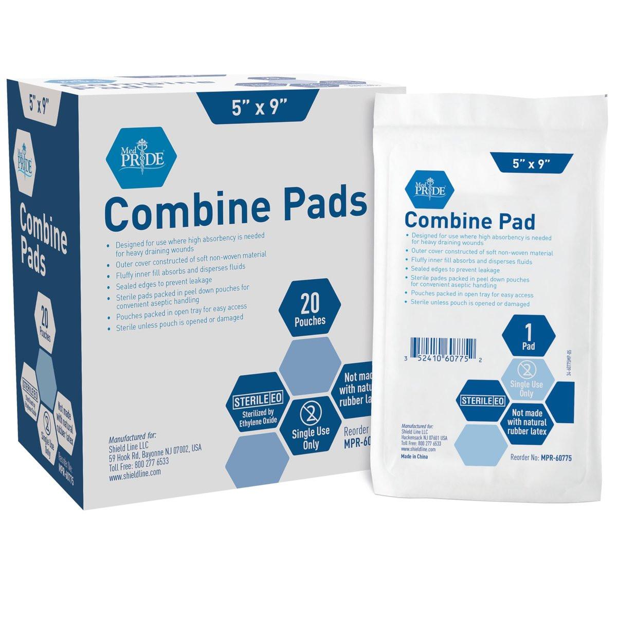MED PRIDE ABD-Pads 5 x 9 Zoll, 20 Stück sterile Bauchkompressen, hochsaugfähige Wundauflagen, einzeln verpackt, latexfrei, Einmalgebrauch