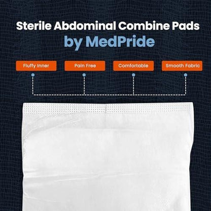 MED PRIDE ABD-Pads 5 x 9 Zoll, 20 Stück sterile Bauchkompressen, hochsaugfähige Wundauflagen, einzeln verpackt, latexfrei, Einmalgebrauch