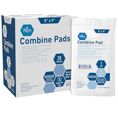 MED PRIDE ABD-Pads 5 x 9 Zoll, 20 Stück sterile Bauchkompressen, hochsaugfähige Wundauflagen, einzeln verpackt, latexfrei, Einmalgebrauch