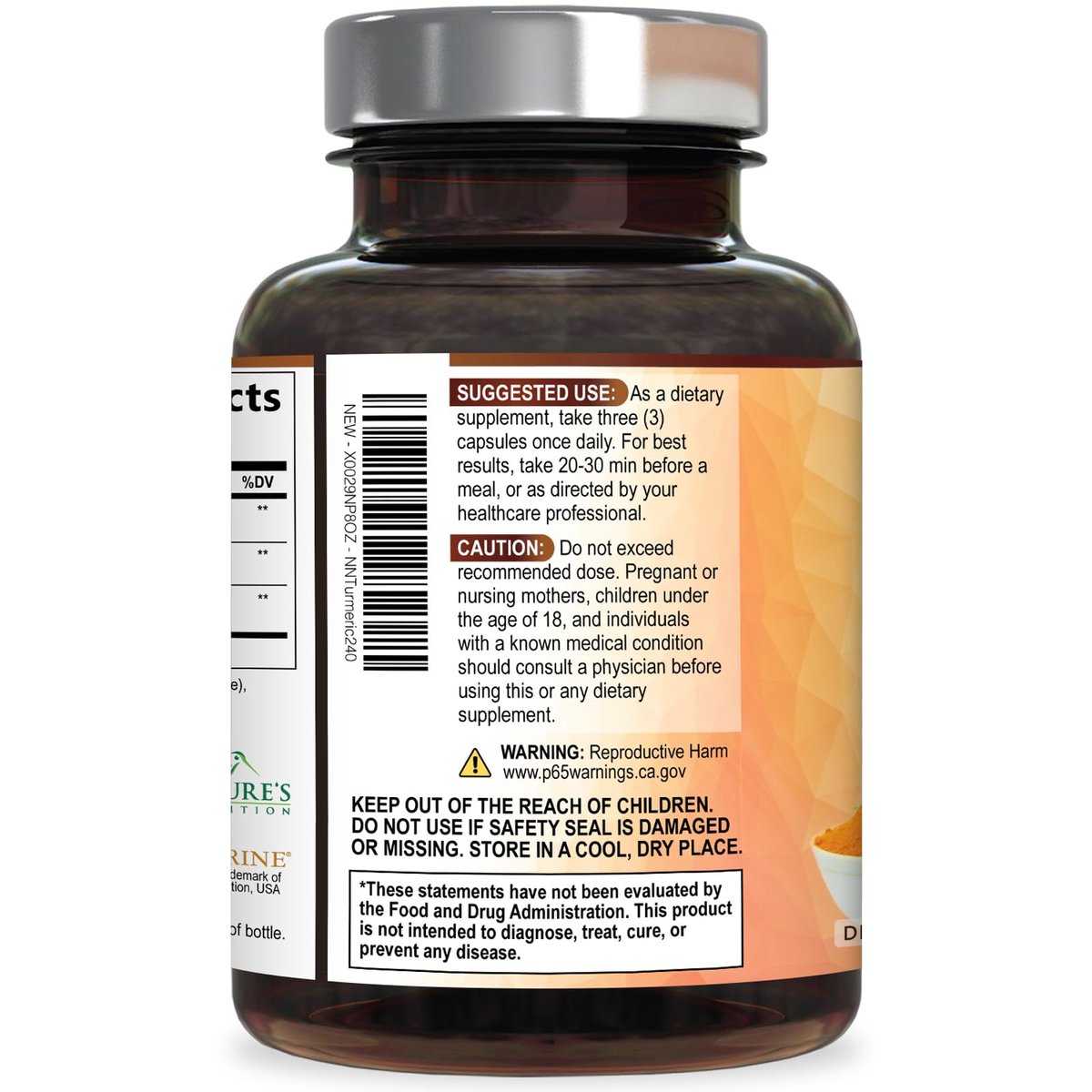 Curcumin Kapseln mit 95% Curcuminoiden, Bio Kurkuma & BioPerine Schwarzer Pfeffer – 240 Kapseln, vegan, non-GMO, hergestellt in USA