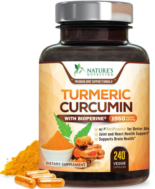 Curcumin Kapseln mit 95% Curcuminoiden, Bio Kurkuma & BioPerine Schwarzer Pfeffer – 240 Kapseln, vegan, non-GMO, hergestellt in USA