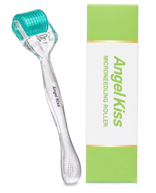 Angel Kiss Derma Roller 0,30 mm – Echte Nadeln Microneedling Roller für Gesicht, Kopfhaut & Körper – 192 Edelstahl Mikronadeln – Inklusive Etui – Microdermabrasion für Männer & Frauen