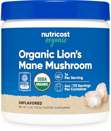 Nutricost Bio-Löwenmähne Pilzpulver 113 g - USDA Bio-zertifiziert