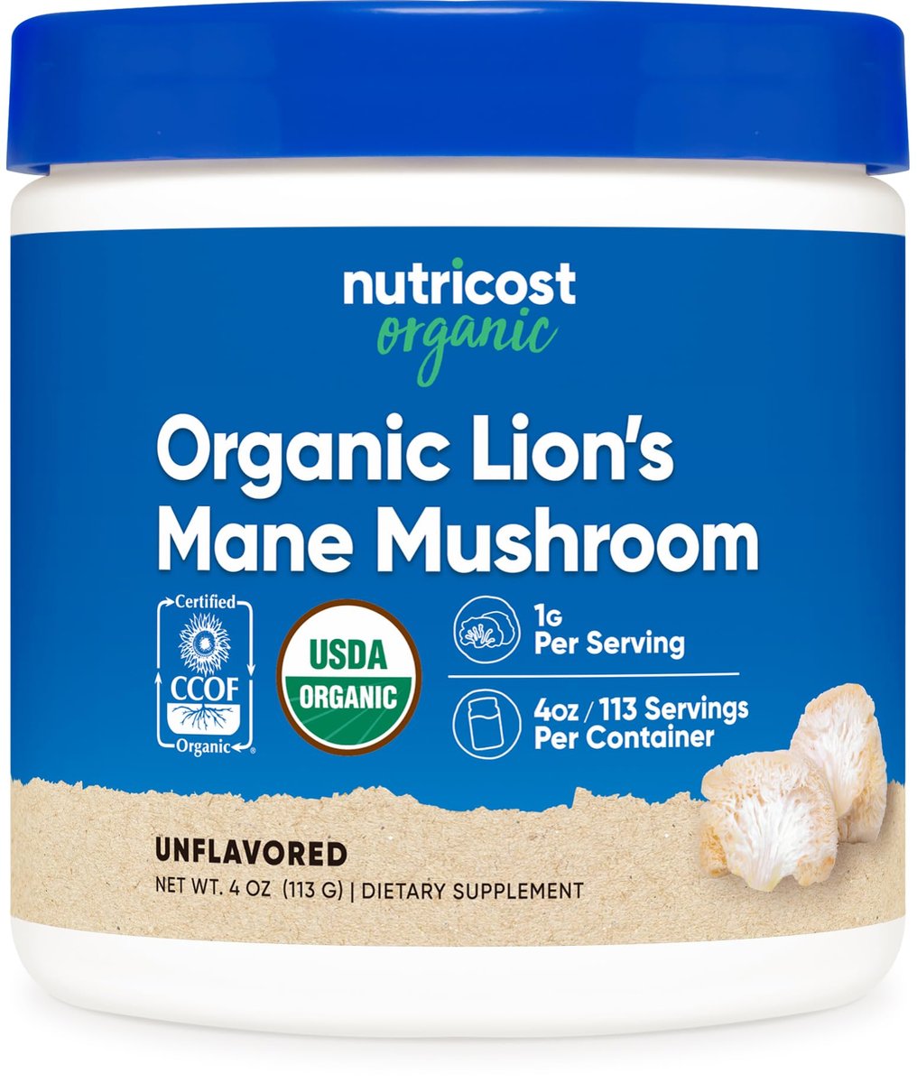 Nutricost Bio-Löwenmähne Pilzpulver 113 g - USDA Bio-zertifiziert
