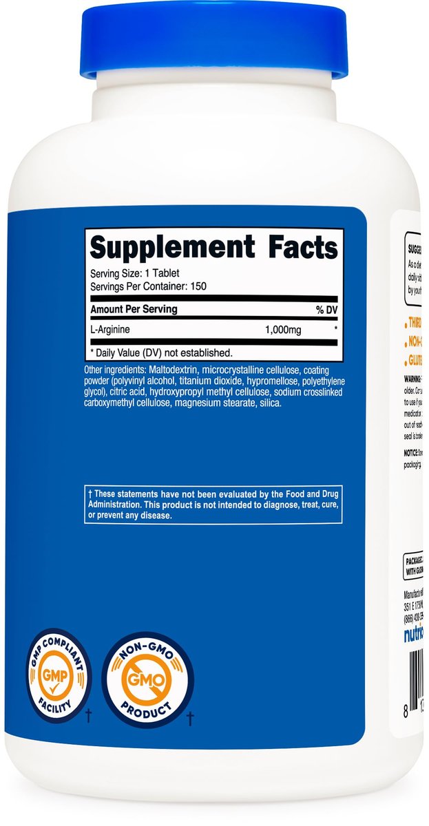 Nutricost L-Arginin 1000 mg, Aminosäure Tabletten (150 Tabletten)