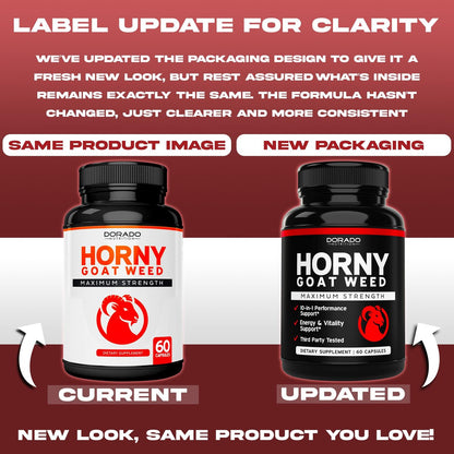 Horny Goat Weed für Männer und Frauen - Maximale Stärke 1590mg - mit Maca, Ginseng, L-Arginin, Tribulus - Premium Hornygoatweed - Icariin Epimedium - 3. Partei getestet - USA hergestellt - 60 Kapseln