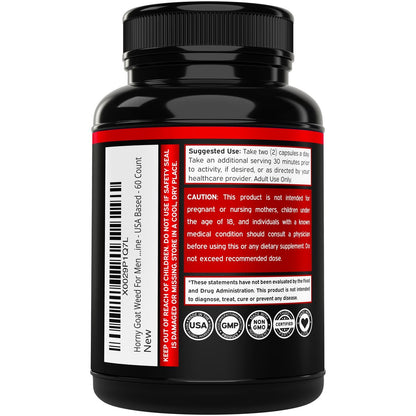 Horny Goat Weed für Männer und Frauen - Maximale Stärke 1590mg - mit Maca, Ginseng, L-Arginin, Tribulus - Premium Hornygoatweed - Icariin Epimedium - 3. Partei getestet - USA hergestellt - 60 Kapseln