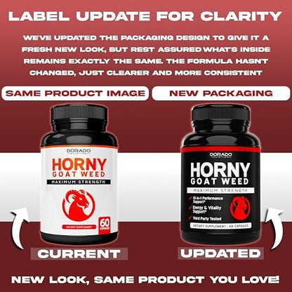 Horny Goat Weed für Männer und Frauen - Maximale Stärke 1590mg - mit Maca, Ginseng, L-Arginin, Tribulus - Premium Hornygoatweed - Icariin Epimedium - 3. Partei getestet - USA hergestellt - 60 Kapseln