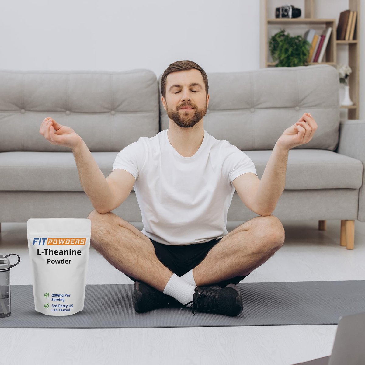 FitPowders L-Theanin Pulver 100g – Reines L-Theanin Supplement, vegan, glutenfrei, mit Dosierlöffel