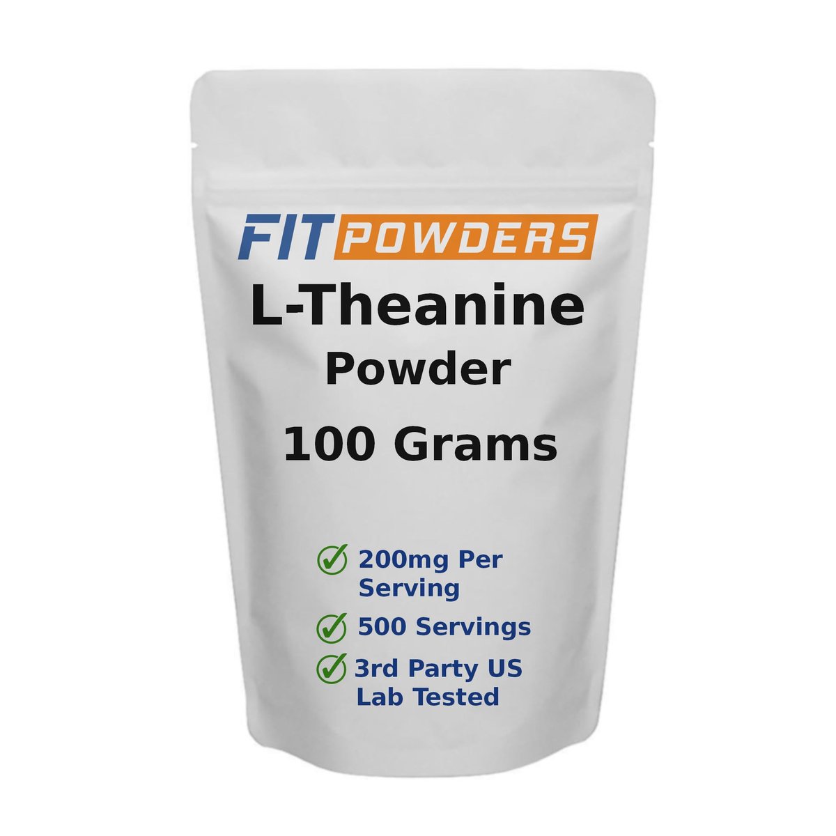 FitPowders L-Theanin Pulver 100g – Reines L-Theanin Supplement, vegan, glutenfrei, mit Dosierlöffel