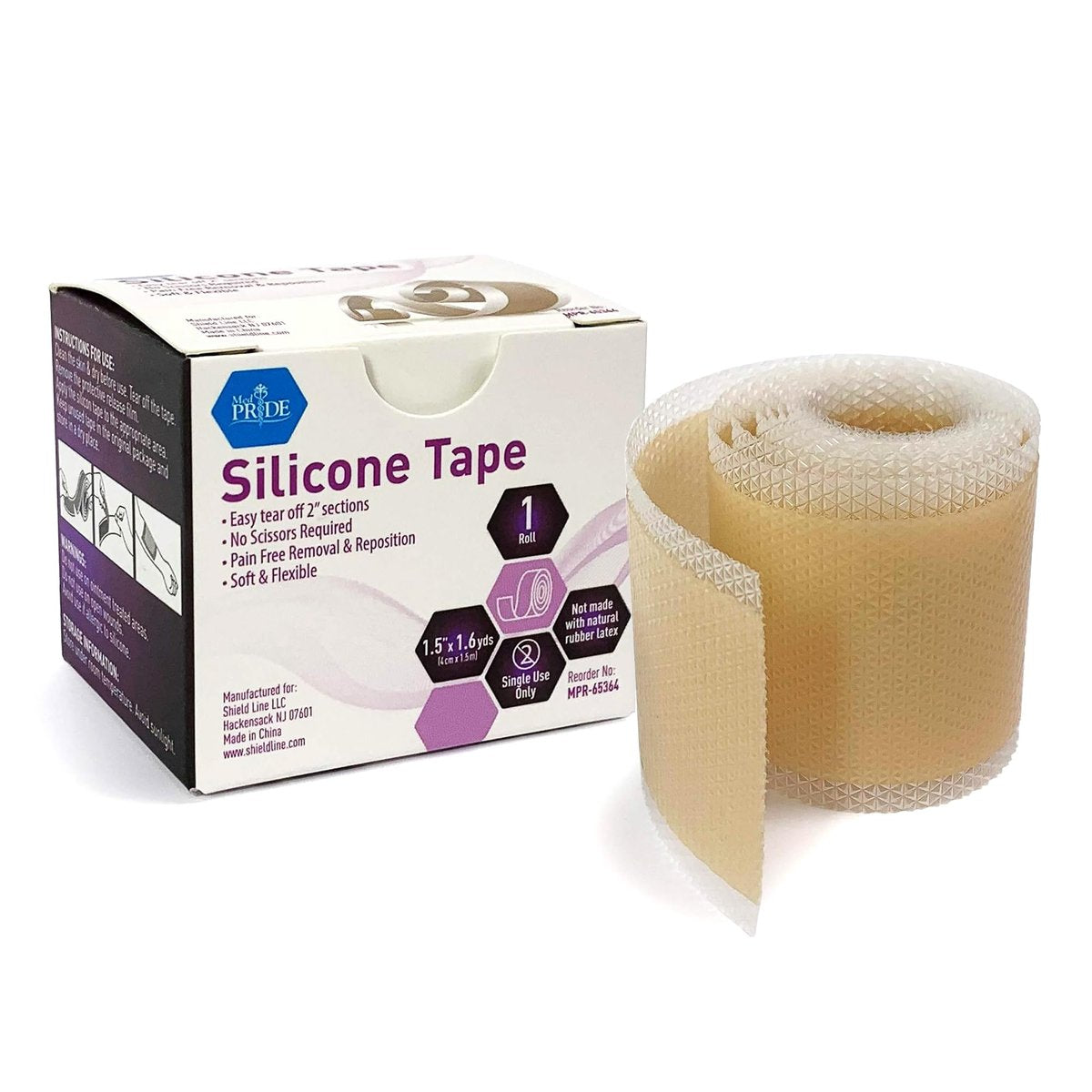 MED PRIDE Silikon-Wund- und Narbenpflaster-Rolle 1,5 Zoll x 1,6 Yards – medizinisches Silikon, schmerzfreies Entfernen, wasserdicht, latexfrei