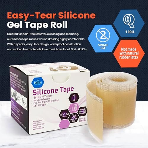 MED PRIDE Silikon-Wund- und Narbenpflaster-Rolle 1,5 Zoll x 1,6 Yards – medizinisches Silikon, schmerzfreies Entfernen, wasserdicht, latexfrei