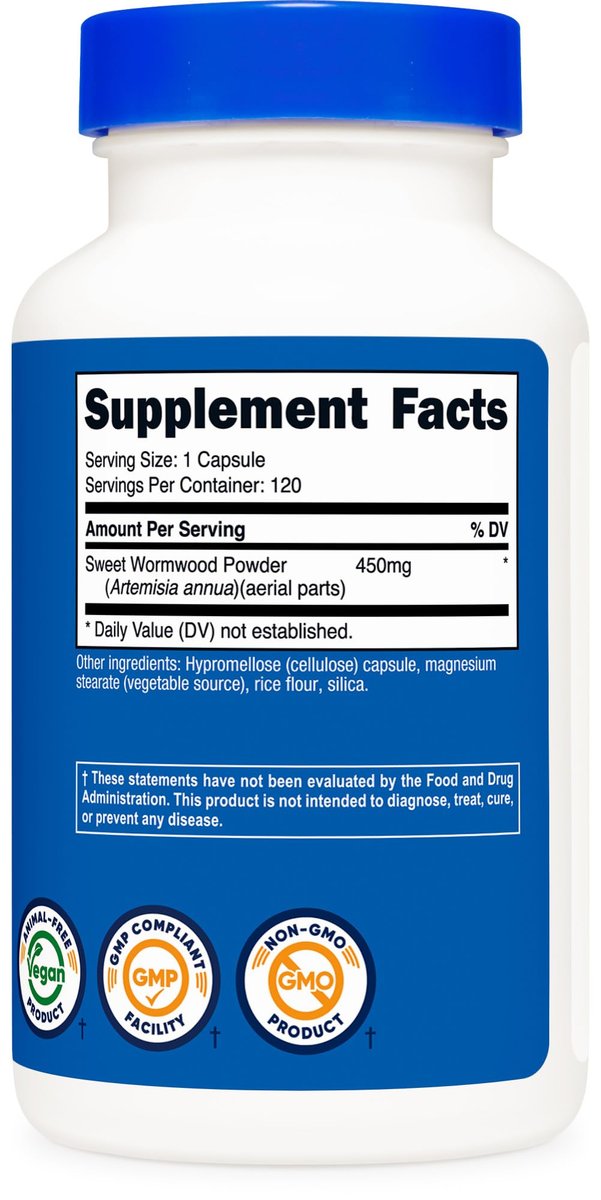 Nutricost Wermut Kapseln 450 mg, 120 Kapseln – Vegetarische Kapseln, Glutenfrei & Nicht-GVO