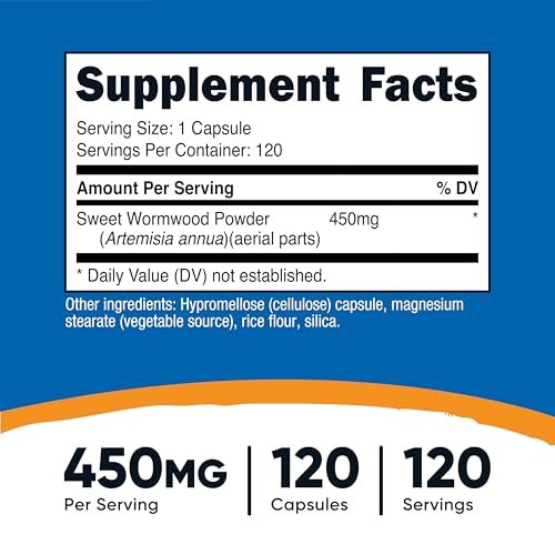 Nutricost Wermut Kapseln 450 mg, 120 Kapseln – Vegetarische Kapseln, Glutenfrei & Nicht-GVO