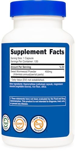 Nutricost Wermut Kapseln 450 mg, 120 Kapseln – Vegetarische Kapseln, Glutenfrei & Nicht-GVO
