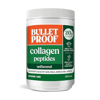Bulletproof Unflavored Collagen Peptides Pulver – 20 g grasgefüttertes Kollagenprotein & Aminosäuren für Haut, Knochen & Gelenke, 240 g