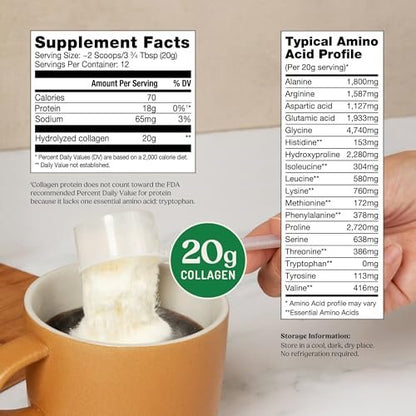 Bulletproof Unflavored Collagen Peptides Pulver – 20 g grasgefüttertes Kollagenprotein & Aminosäuren für Haut, Knochen & Gelenke, 240 g