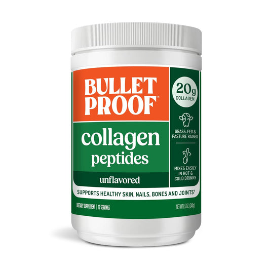 Bulletproof Unflavored Collagen Peptides Pulver – 20 g grasgefüttertes Kollagenprotein & Aminosäuren für Haut, Knochen & Gelenke, 240 g