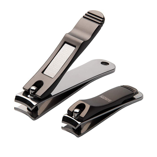 ILLILOTS Nagelknipser-Set mit integrierter Nagelfeile, langlebiger, scharfer Zinklegierung Finger- und Zehennagelknipser mit Metalldose, Mattgrau