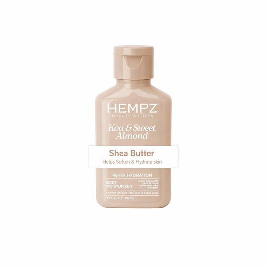 Hempz Beruhigende Körperfeuchtigkeitscreme mit Koa & Süßmandel, 63 g – Leichte Lotion mit Hanfsamenöl & Sheabutter, vegan für trockene Haut