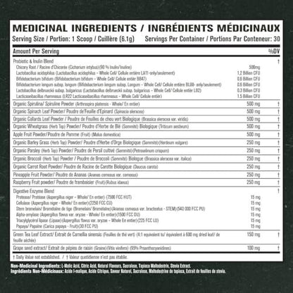 Jacked Factory Green Surge – Grünes Superfood-Pulver mit Spirulina, Weizen- & Gerstengras, Bio-Grüns, Grüntee-Extrakt, Probiotika & Verdauungsenzyme – Sauerapfel, 30 Portionen