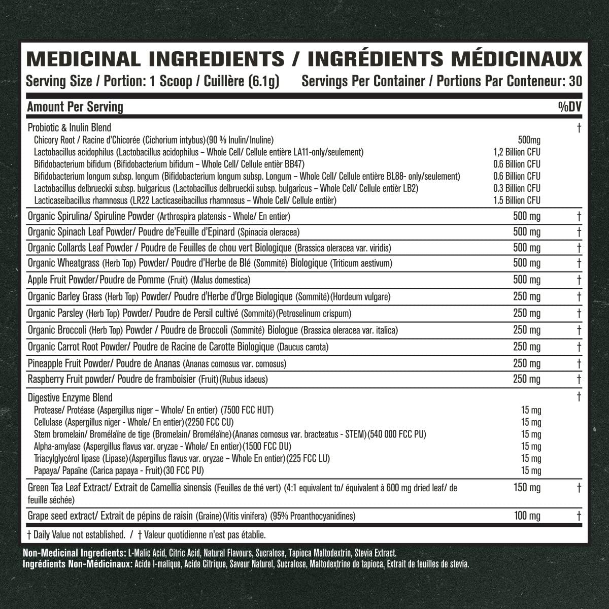 Jacked Factory Green Surge – Grünes Superfood-Pulver mit Spirulina, Weizen- & Gerstengras, Bio-Grüns, Grüntee-Extrakt, Probiotika & Verdauungsenzyme – Sauerapfel, 30 Portionen