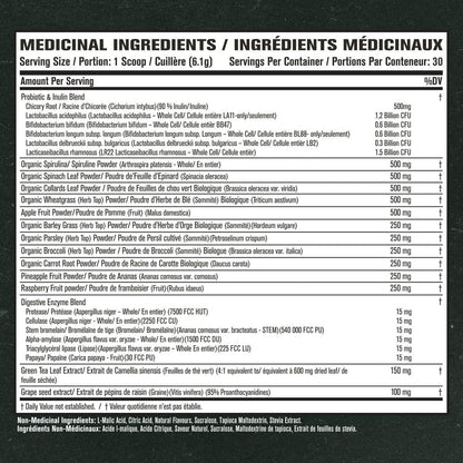 Jacked Factory Green Surge – Grünes Superfood-Pulver mit Spirulina, Weizen- & Gerstengras, Bio-Grüns, Grüntee-Extrakt, Probiotika & Verdauungsenzyme – Sauerapfel, 30 Portionen